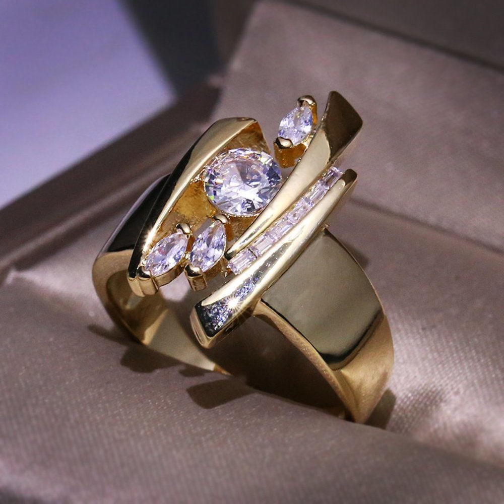 💎Irregular Noble Business Luxury Anillos Trendy Gold Rings Women/Man PD… - Picture 2 of 6